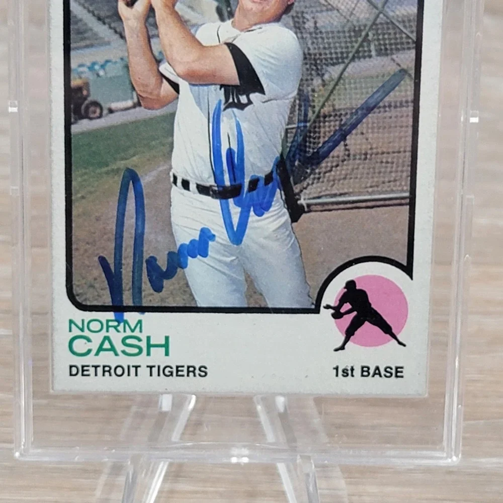 1973 Topps Norm Cash #485 Signed Autograph Detroit Tigers Baseball Card